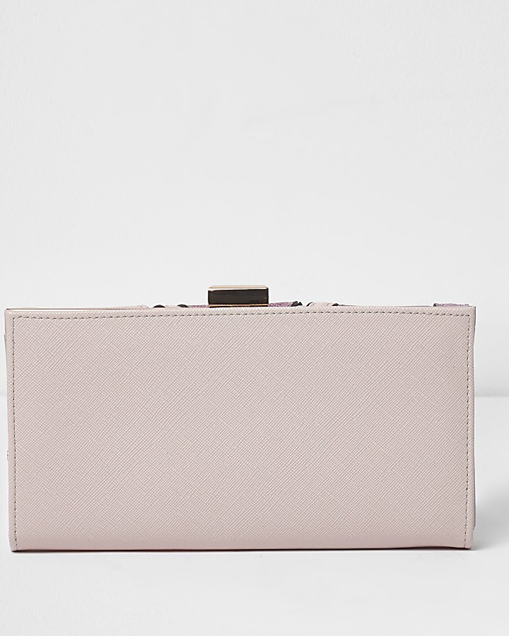 Pink glitter panel clip top purse