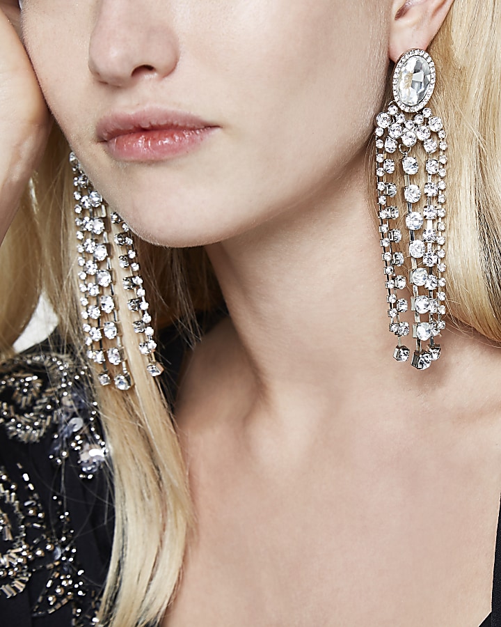 Diamante jewel dangle earrings