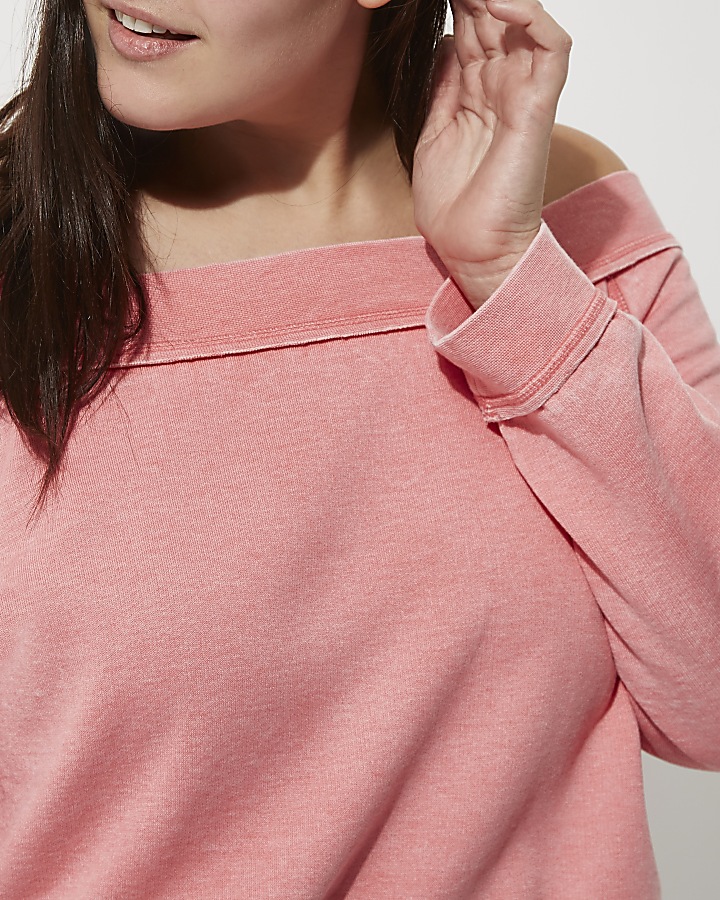 Plus pink bardot sweatshirt