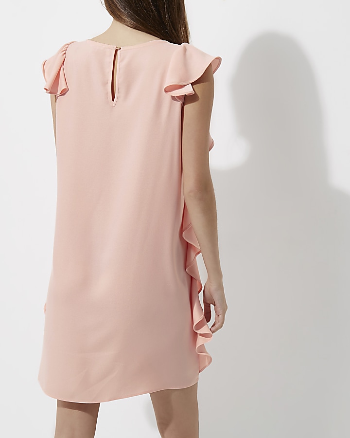 Light pink side frill swing dress