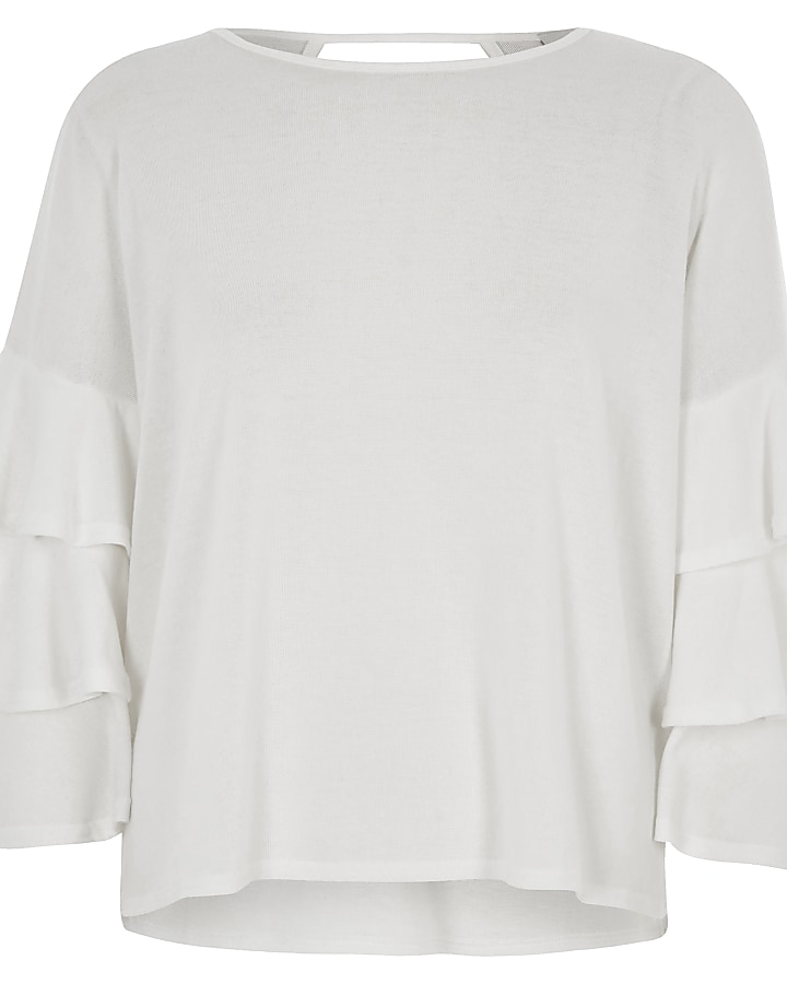 White frill sleeve top
