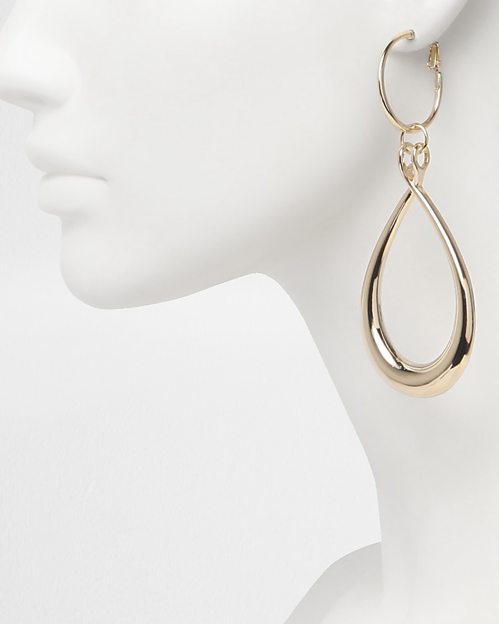 Gold tone teardrop dangle earrings