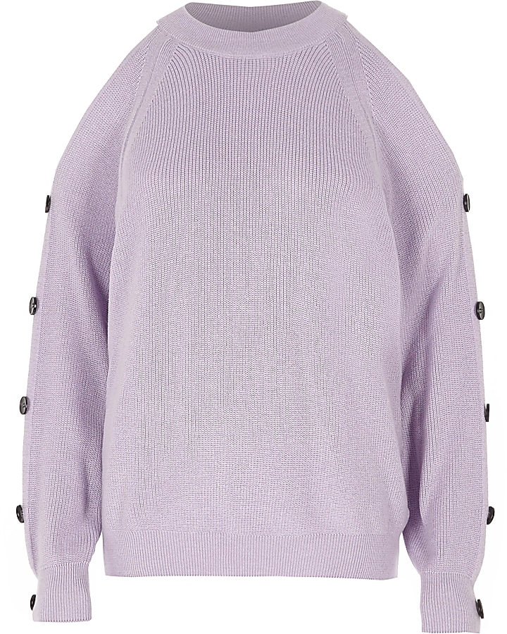 Light purple knit cold shoulder jumper