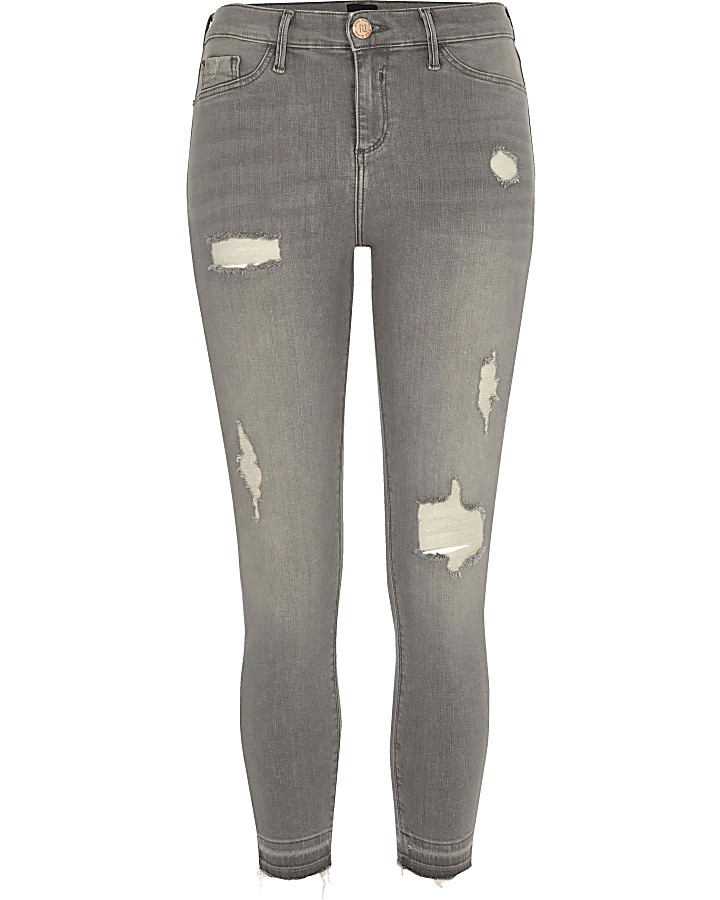 Petite grey ripped Molly skinny jeggings