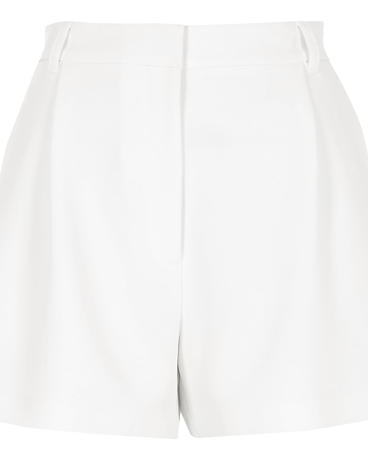 White high waisted smart shorts