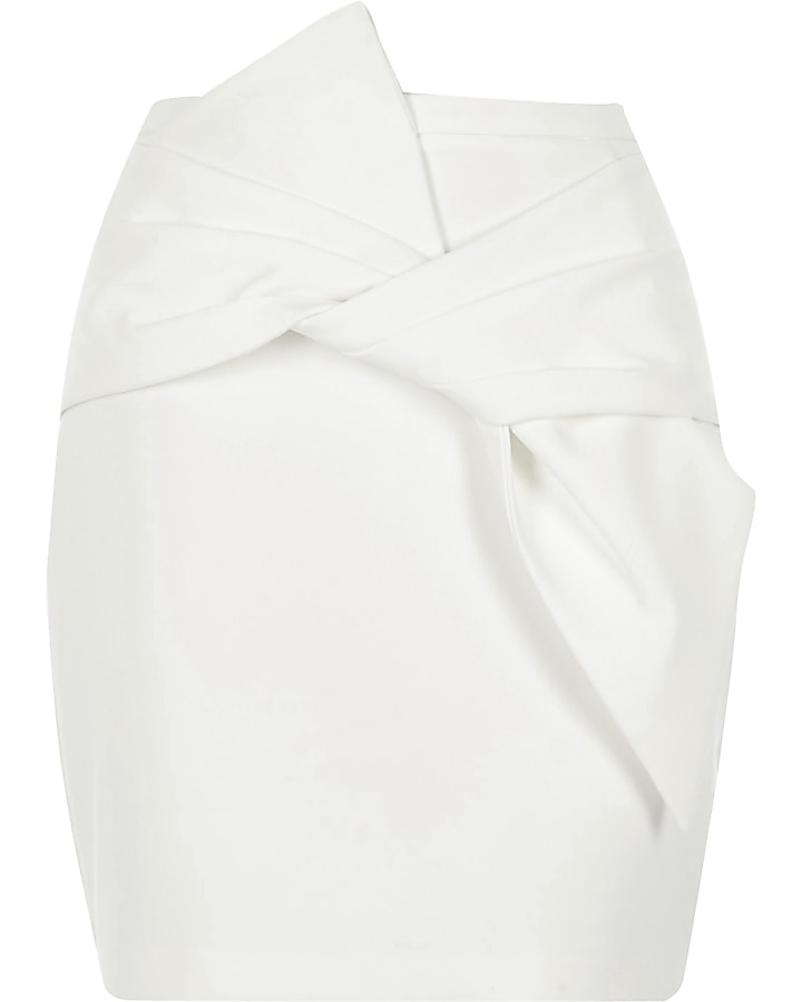 White bow front mini skirt