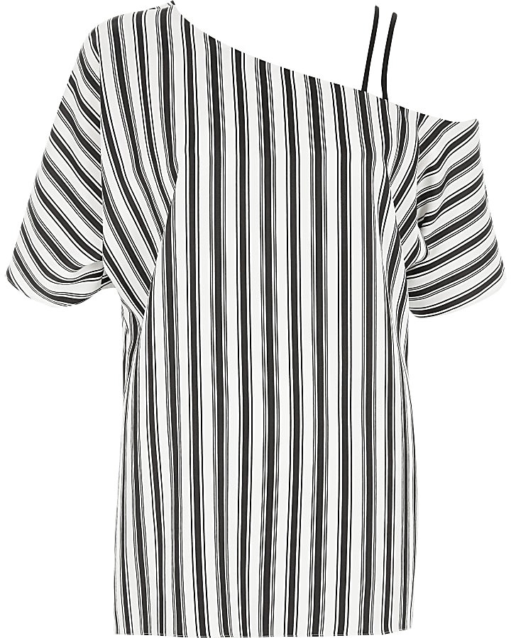 Black stripe one shoulder cami strap top