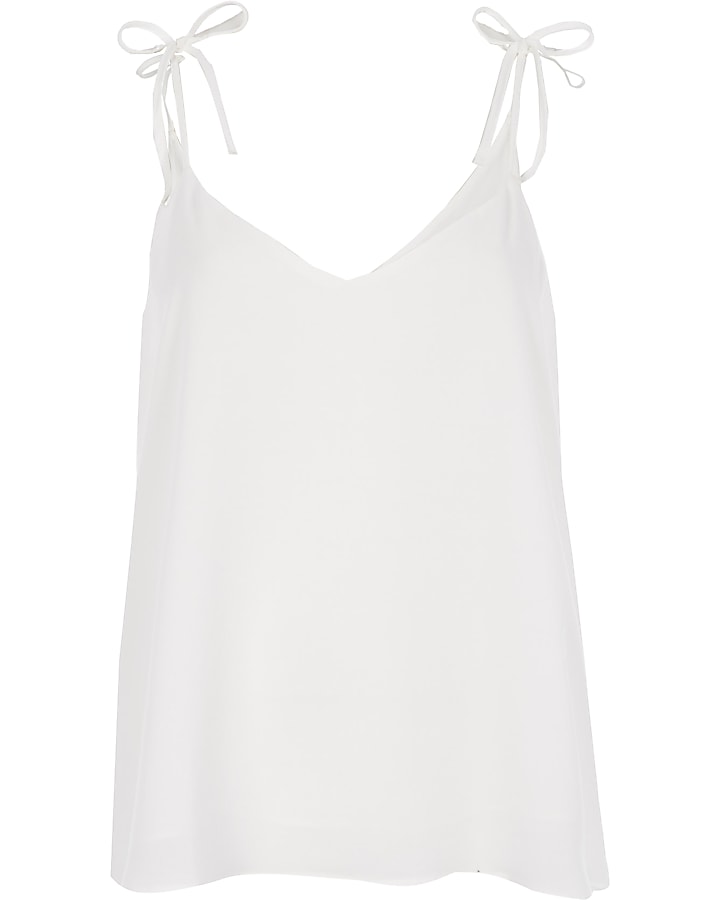White bow shoulder cami top