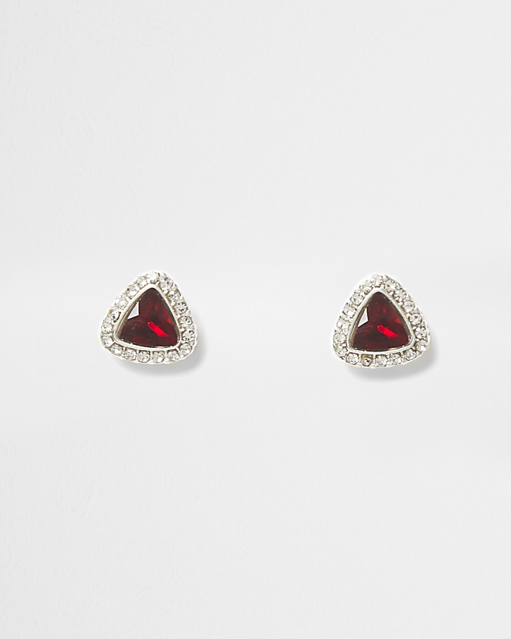 Red gem July birthstone stud earrings
