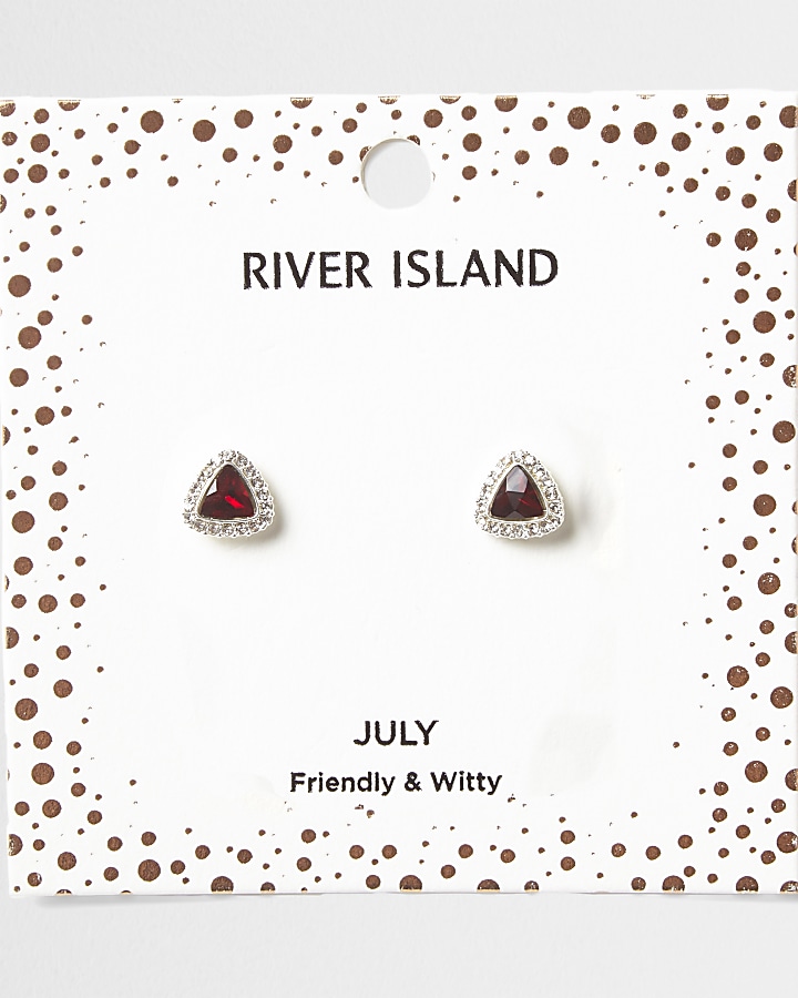 Red gem July birthstone stud earrings