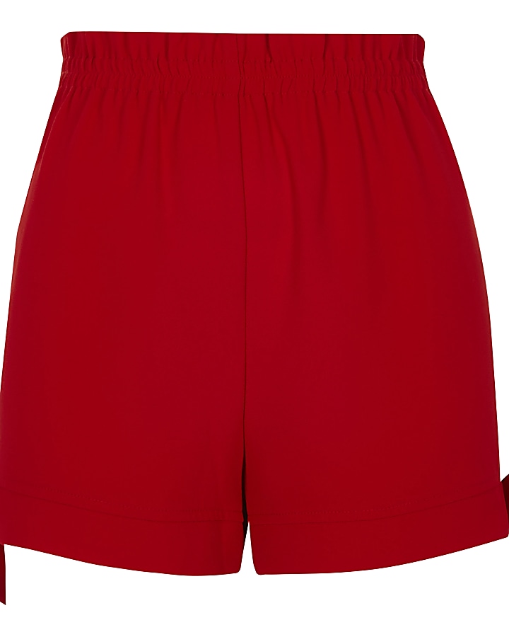 Red bow hem shorts