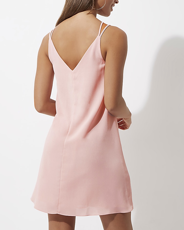 Light pink cross strap slip dress