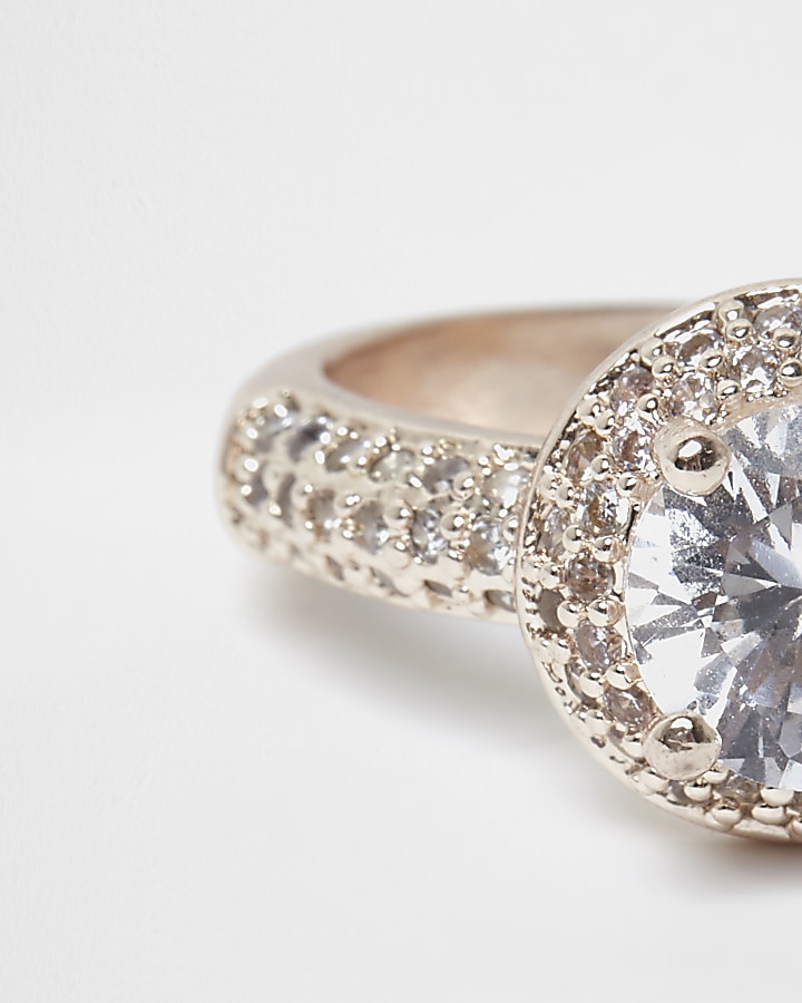 Rose gold diamante encrusted jewel ring