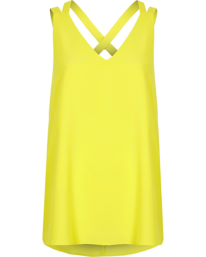 Lime double strap cross back top