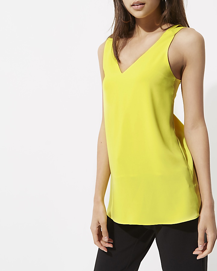 Lime double strap cross back top