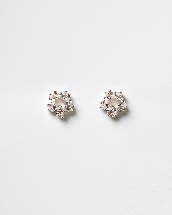 Rose gold tone diamante stud earrings
