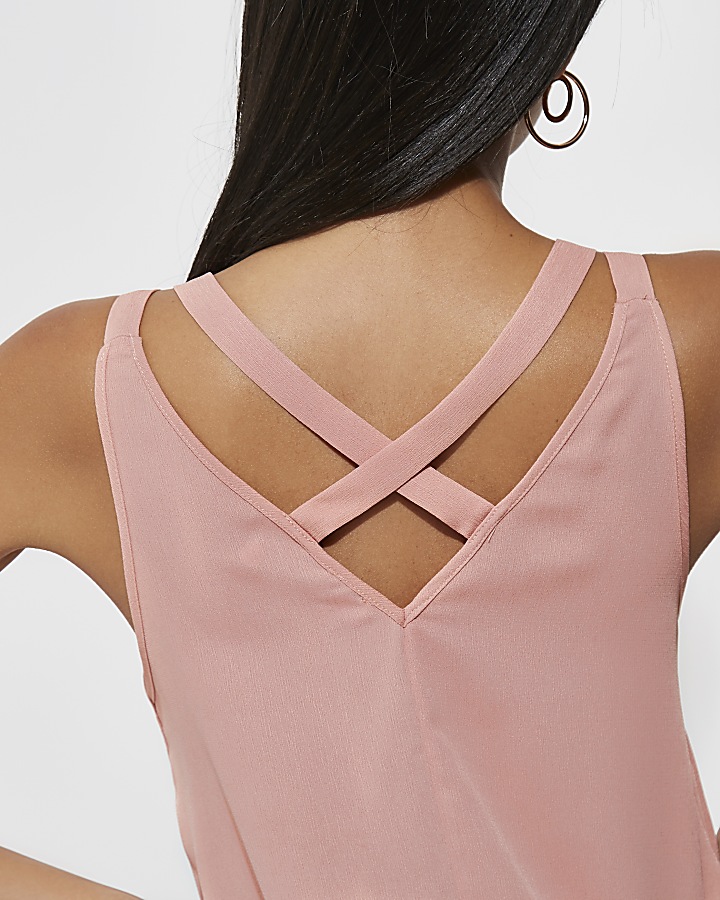 Pink double strap cross back vest