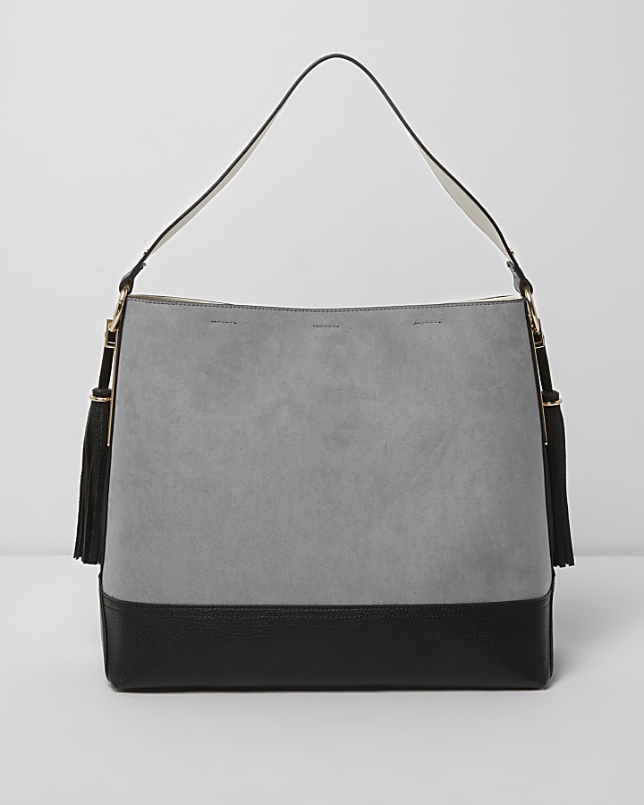 Grey snaffle front underarm slouch bag