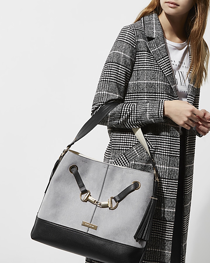 Grey snaffle front underarm slouch bag