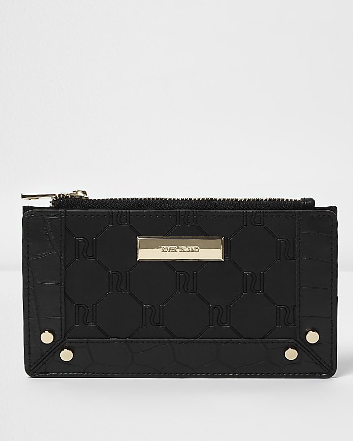 Black RI embossed slim purse