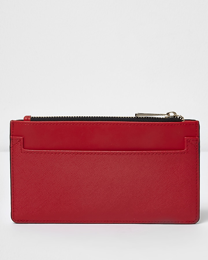 Red embossed slim purse