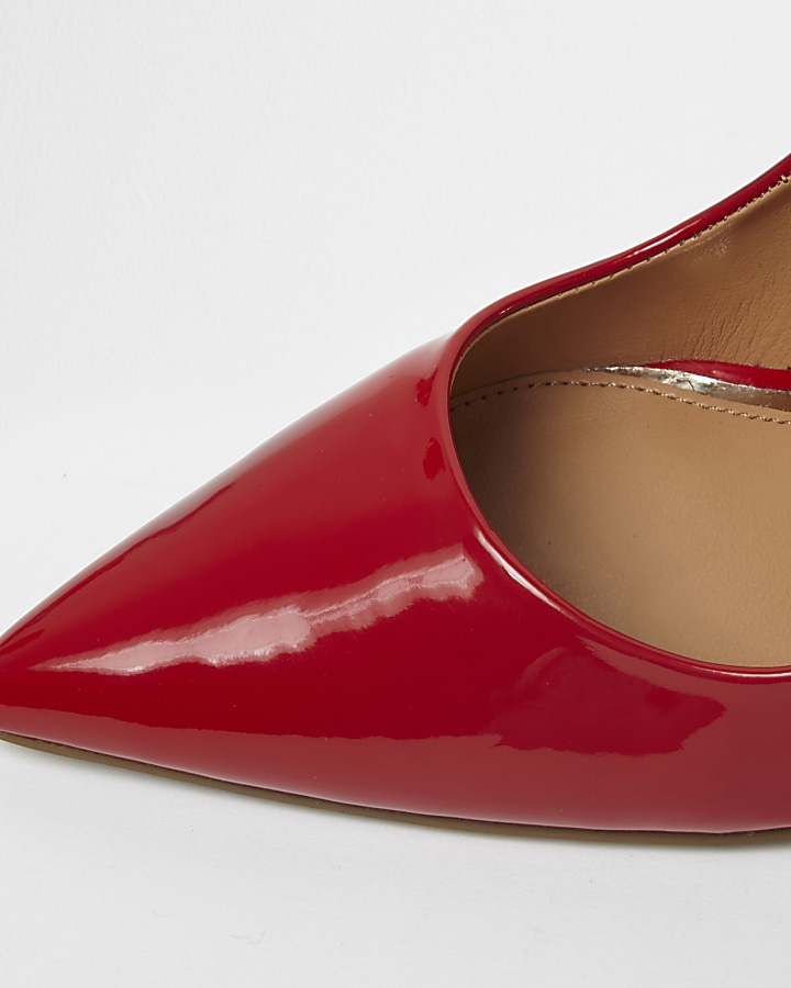 Red wide fit patent court shoes