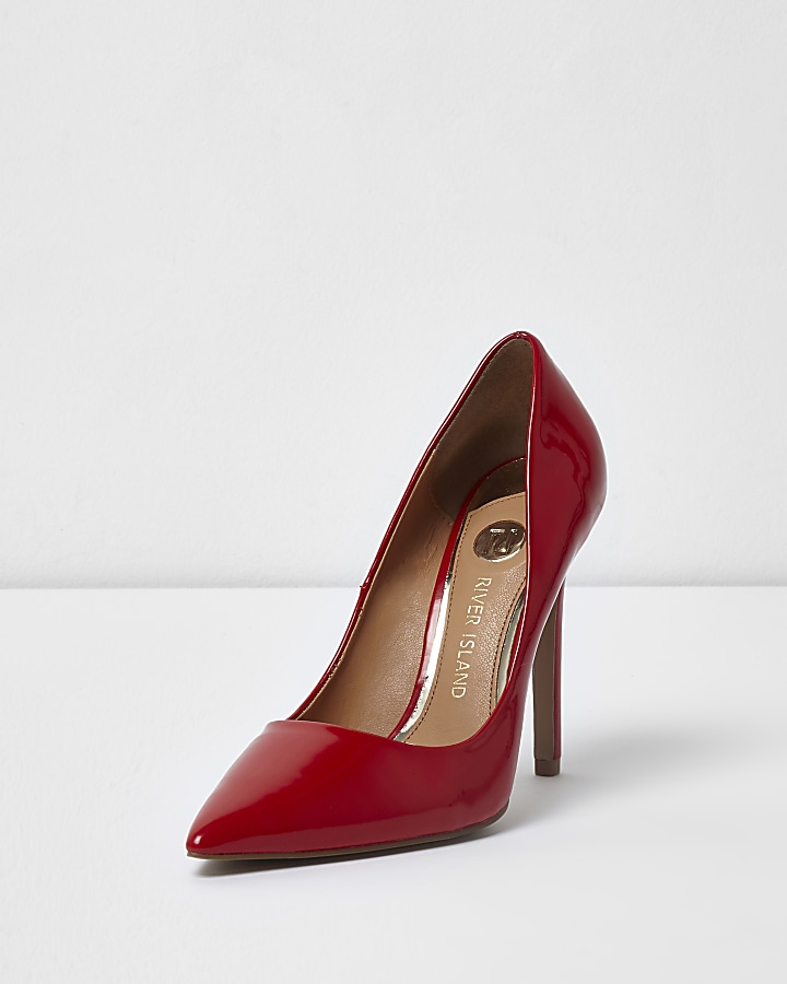 Red wide fit patent court shoes
