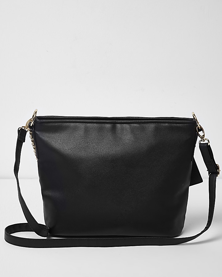 Black quilted chain bucket bag