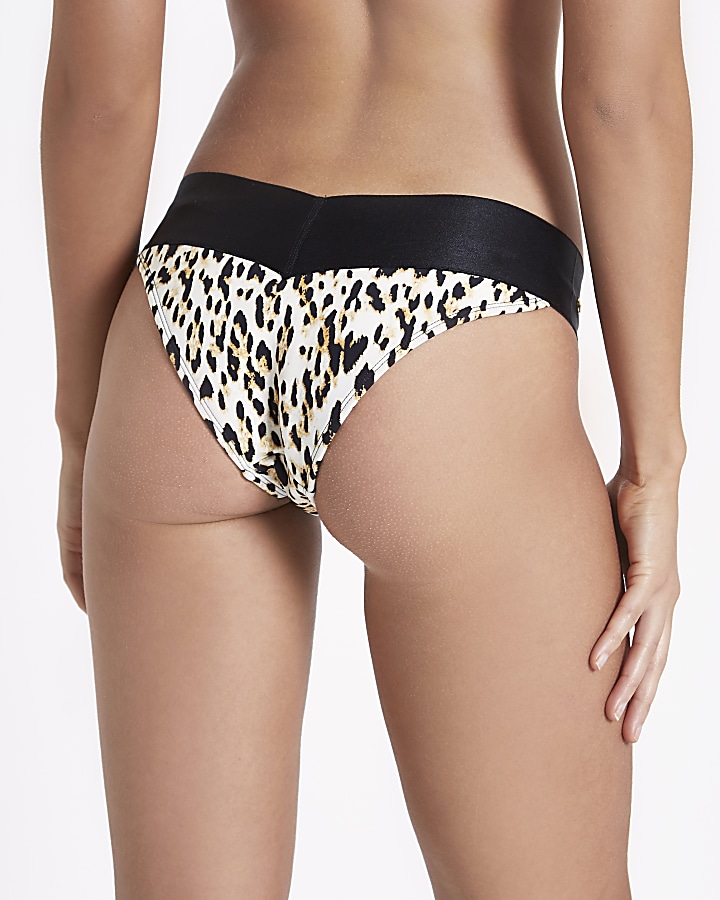 Brown leopard studded bikini bottoms