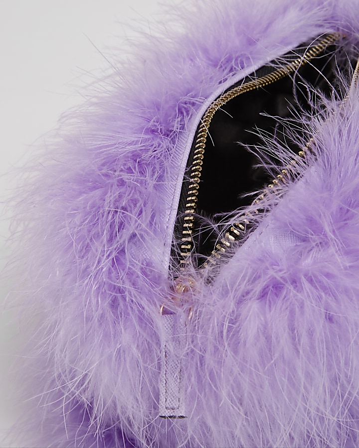 Light purple feather makeup bag