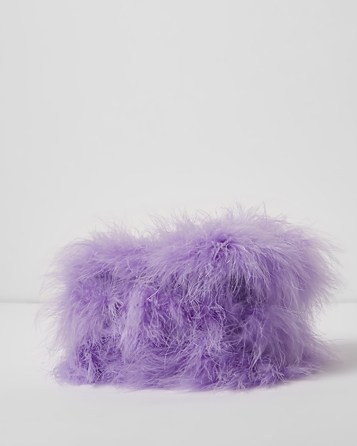 Light purple feather makeup bag