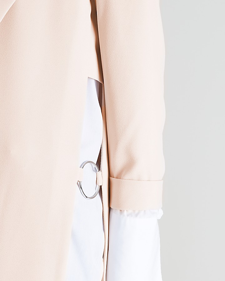 Cream metal ring trim duster coat