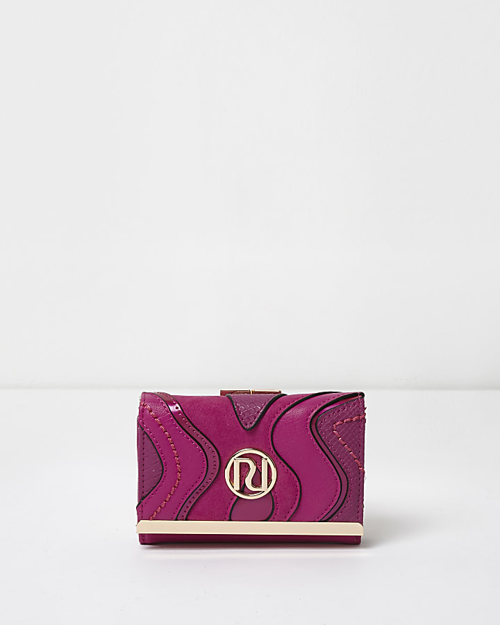 Pink swirl panel mini clip top purse