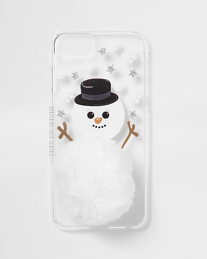 White snowman pom pom phone case
