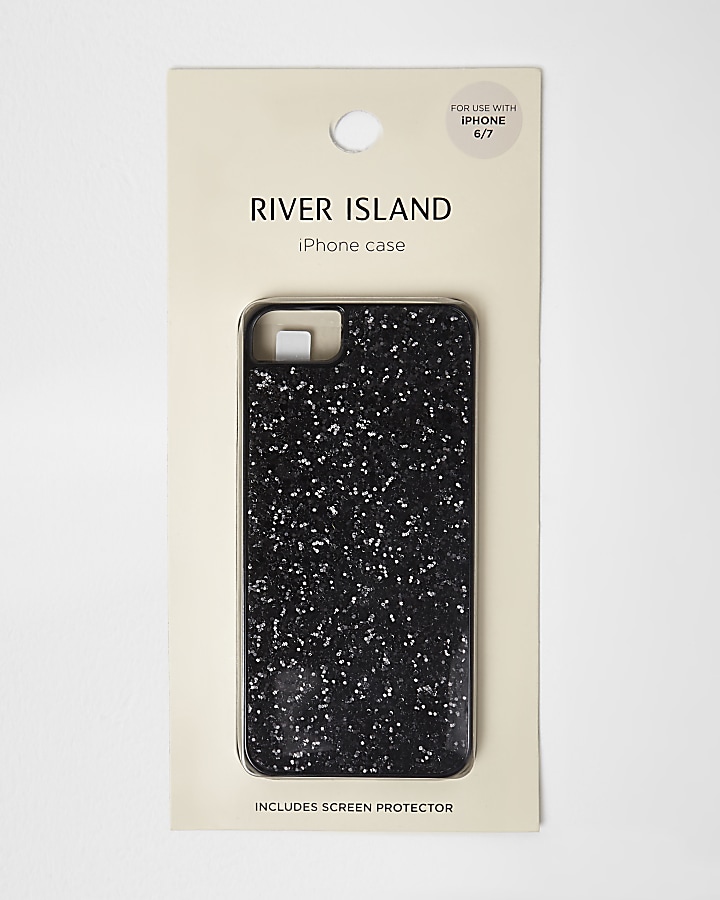 Black glitter phone case