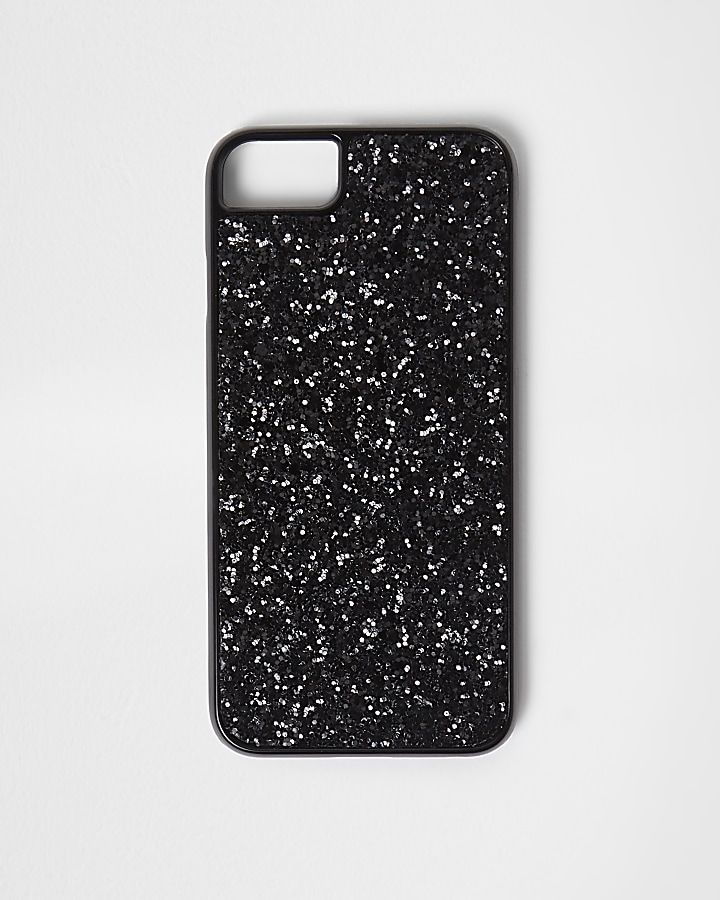 Black glitter phone case