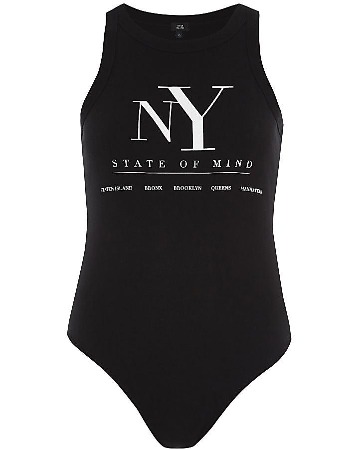 Black ‘NY state of mind’ sleeveless bodysuit