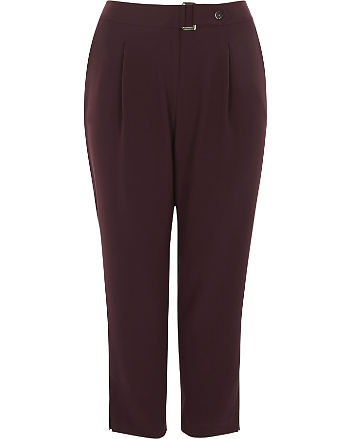 Plus dark red tapered trousers