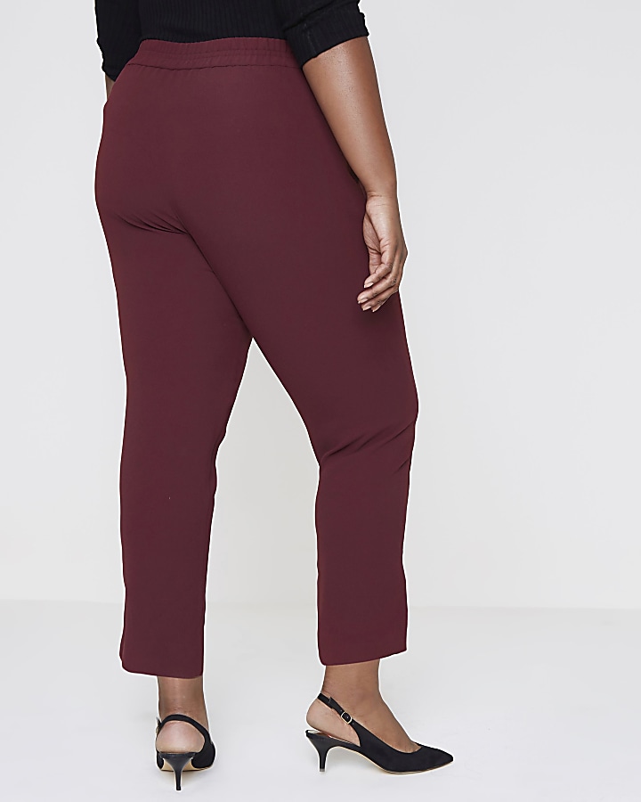Plus dark red tapered trousers