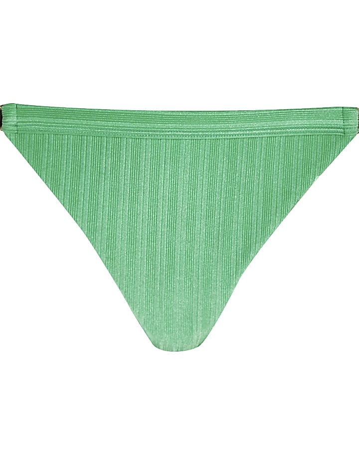 Green chain triangle clip front bikini top