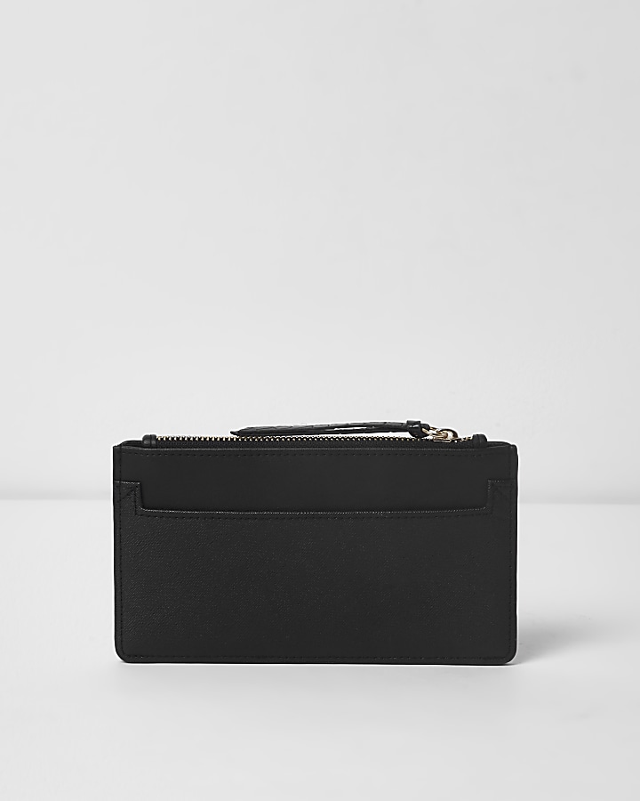 Black cutabout panel slim foldout purse