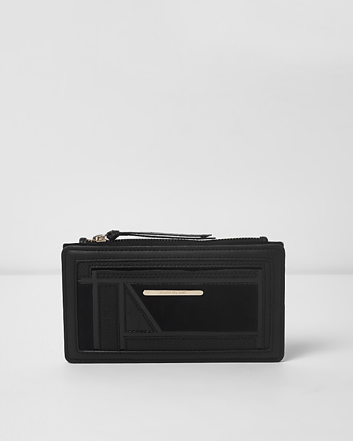 Black cutabout panel slim foldout purse