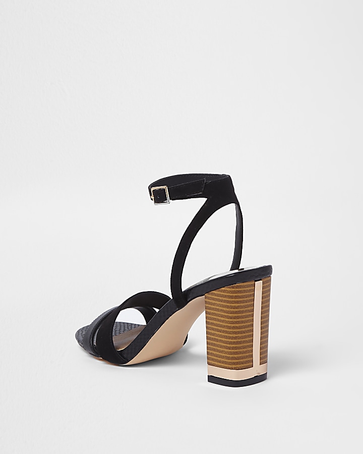 Black wide fit barely there block sandals