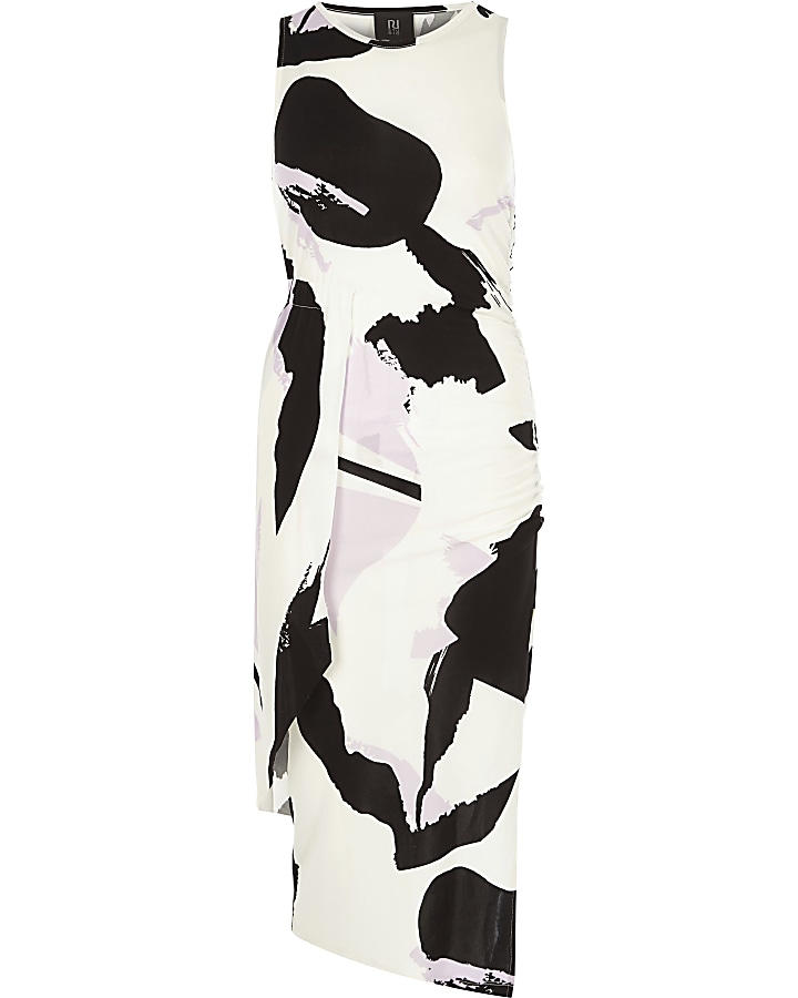 Cream RI Studio abstract print drape dress