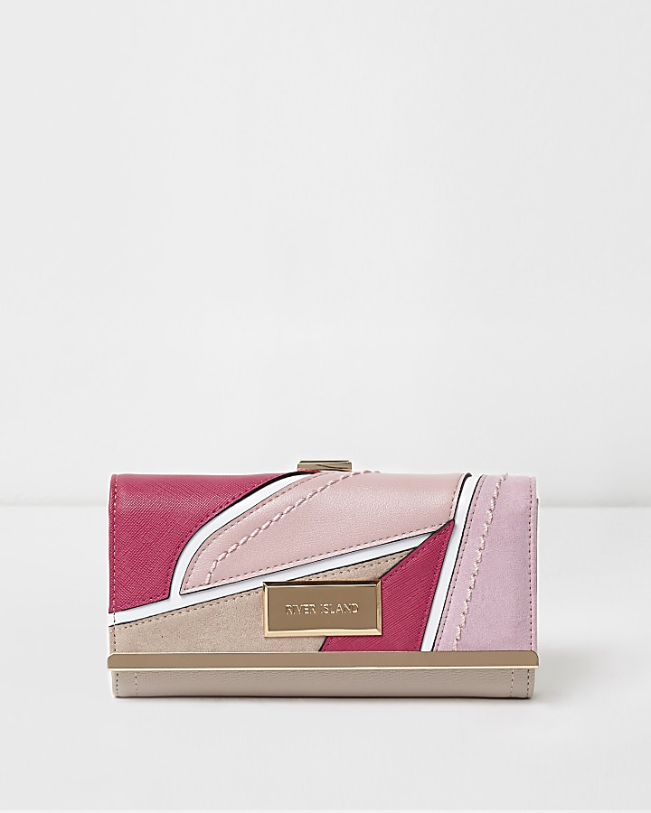Pink cutabout panel clip top purse