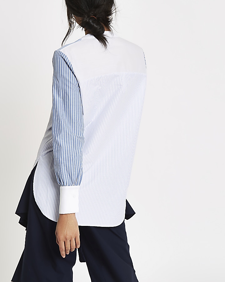 Blue mix stripe long sleeve shirt