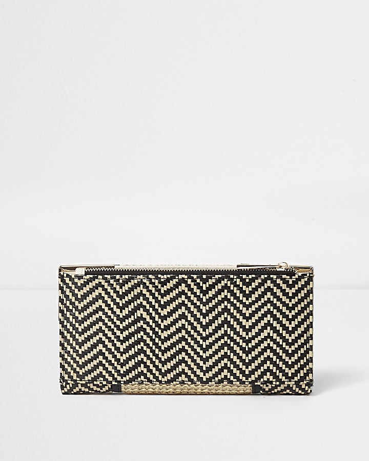 Gold and black woven slim purse