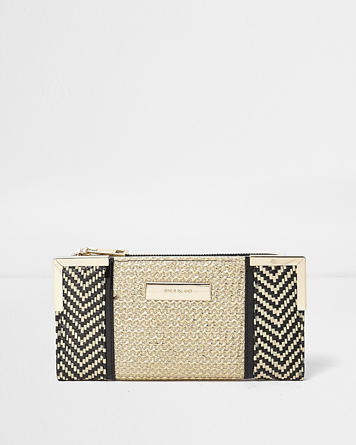 Gold and black woven slim purse