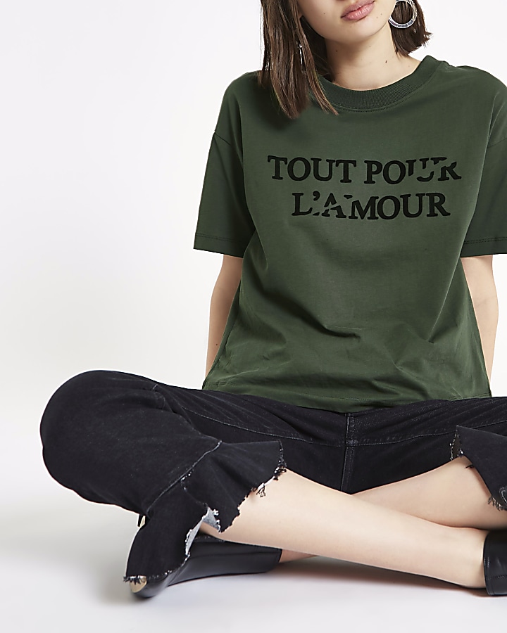 Khaki green ‘tout pour’ boxy T-shirt