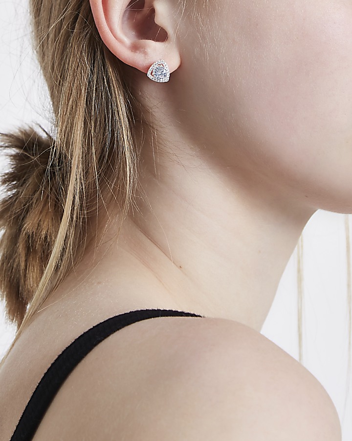 Silver tone diamante cubic zirconia earrings